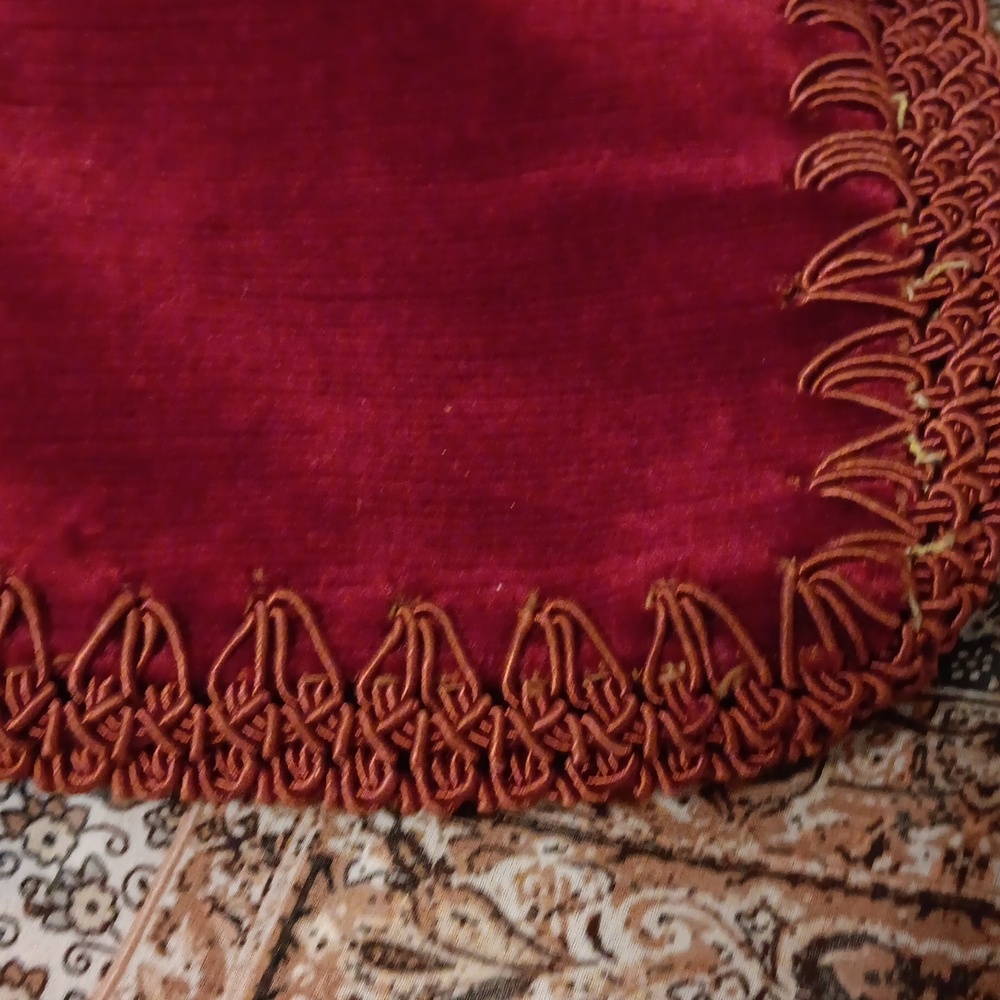 Vintage dk red velvet bag - Picture 4 of 10